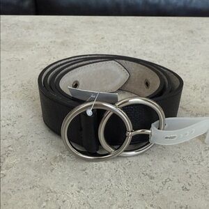 Elegant Black Double Ring Women's Belt